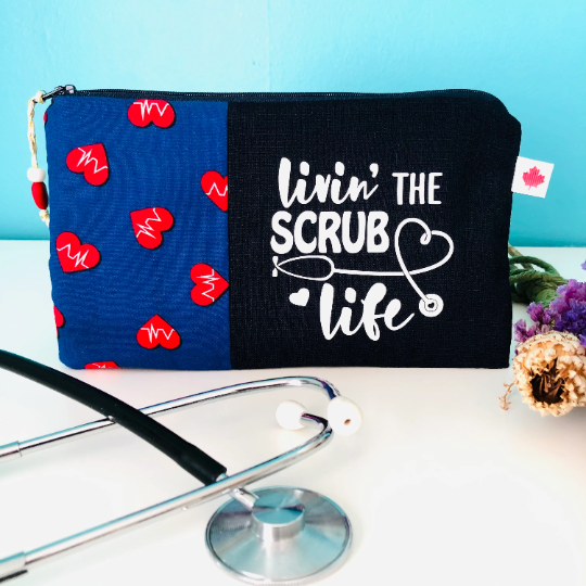 Livin the Scrub Life, Nurse pencil case, Nurse gift, Healthcare worker bag,  Nurse Gift