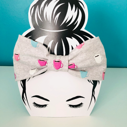 Grey Headband with Coffee Cups