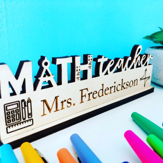 Math Teacher Desk Plaque Name Plate Math Teacher Appreciation Gift