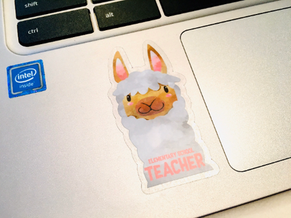 Llama Elementary Teacher Vinyl Sticker