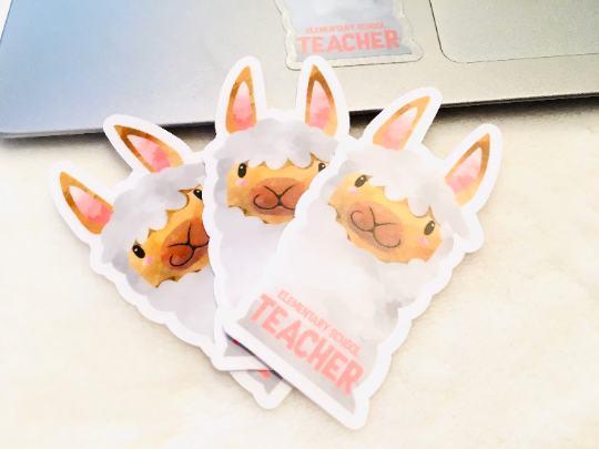 Llama Elementary Teacher Vinyl Sticker