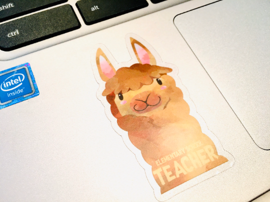 Llama Elementary Teacher Vinyl Sticker