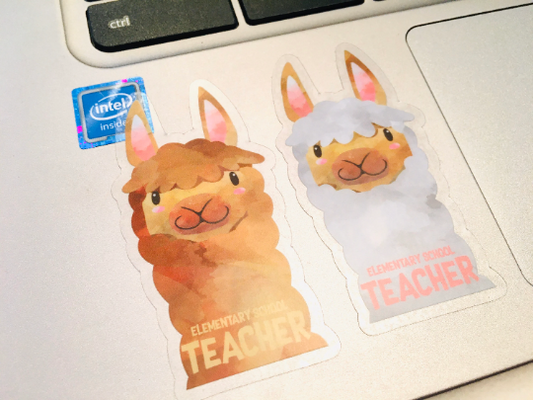 Llama Elementary Teacher Vinyl Sticker